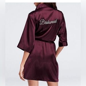 Bridesmaids robe. Color Burgundy from David’s Bridal